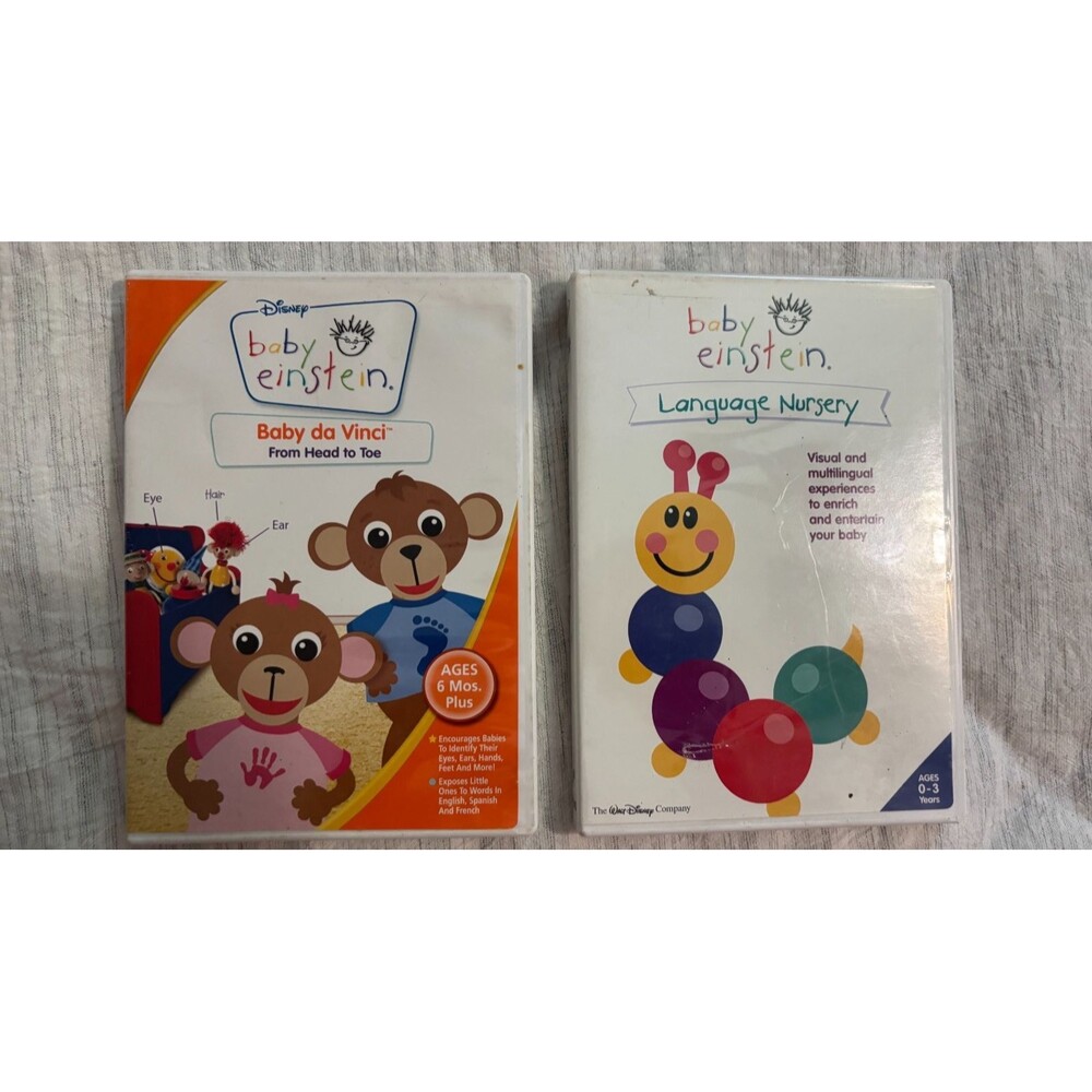 Lot of 2 Baby Einstein DVDs Baby Da Vinci & Language Nursery Disney